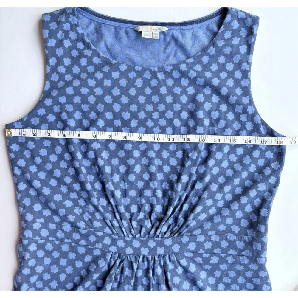 BODEN Floral Polka Dot Sleeveless Cotton Modal Dress Blue Casual 12 Long - Picture 9 of 10